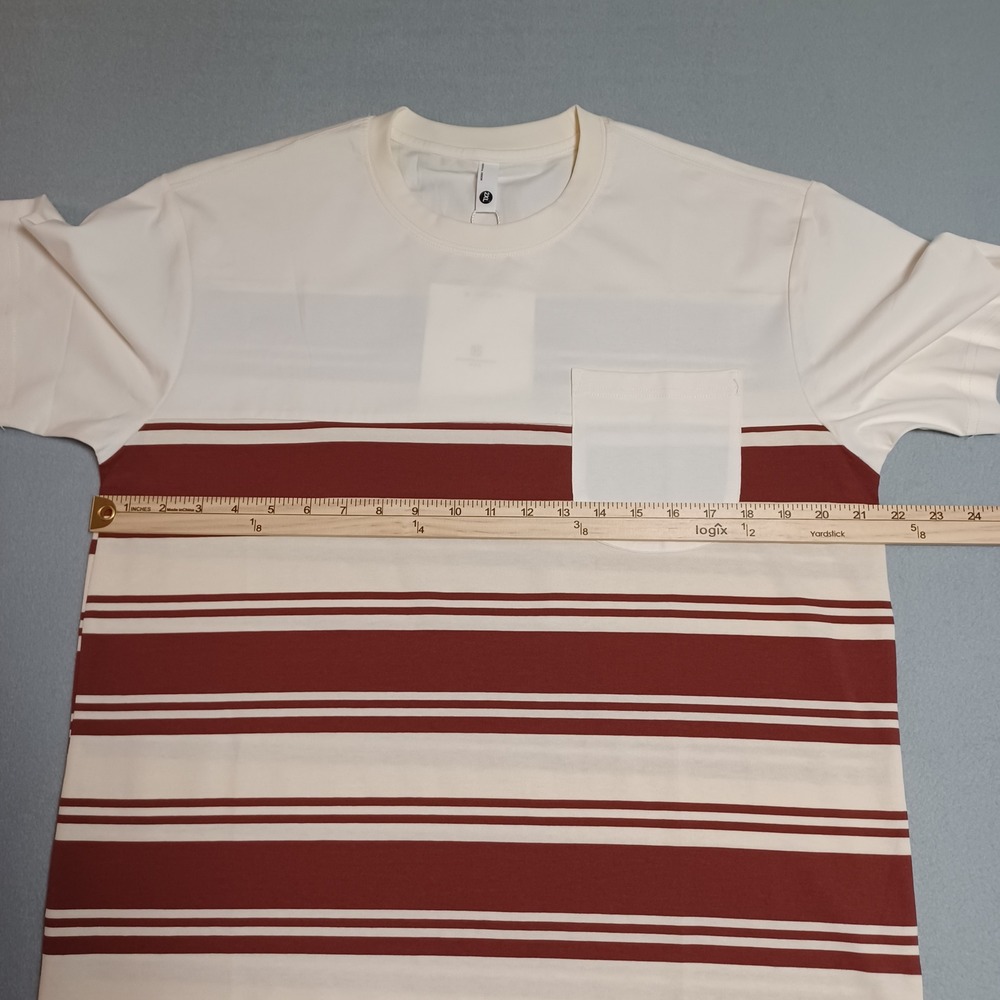 Original Design Mens 2XL Striped Pocket T-Shirt Maroon Cream Performance 9024‎ - Picture 4 of 13